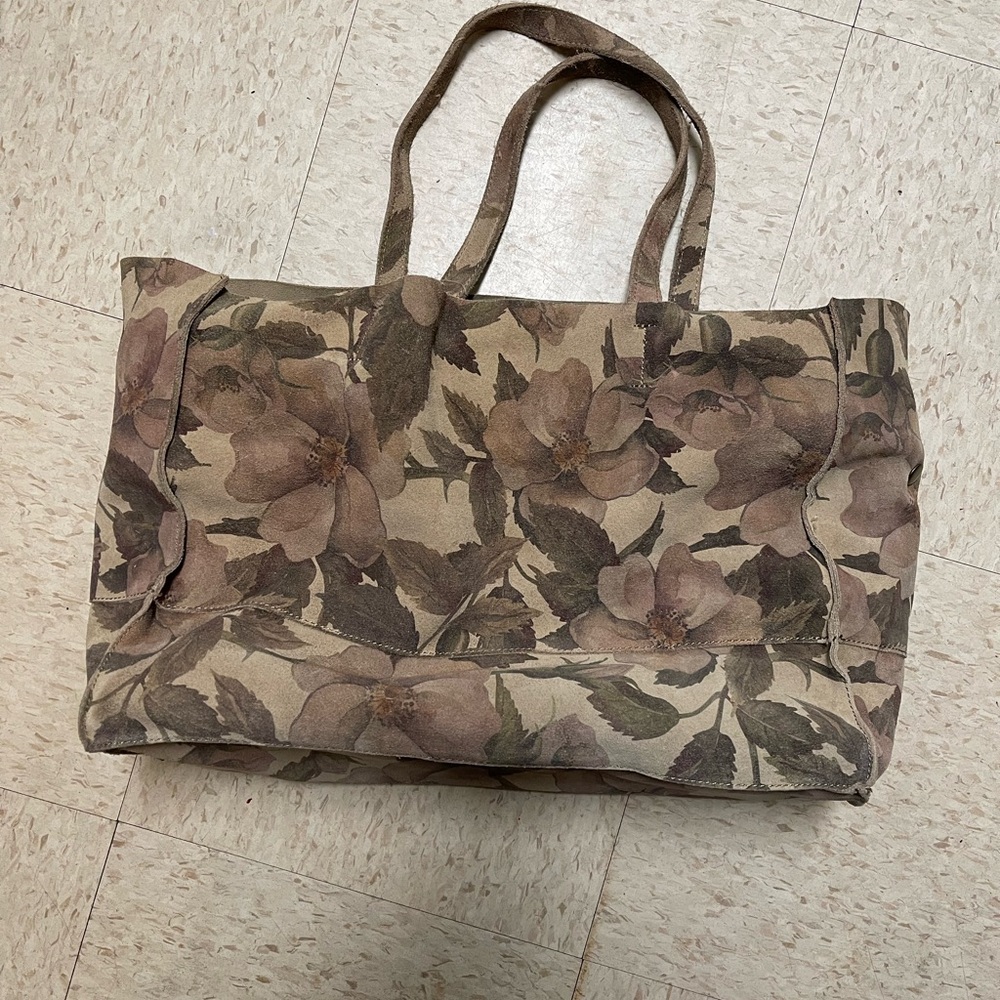 Floral suede tote NWOT